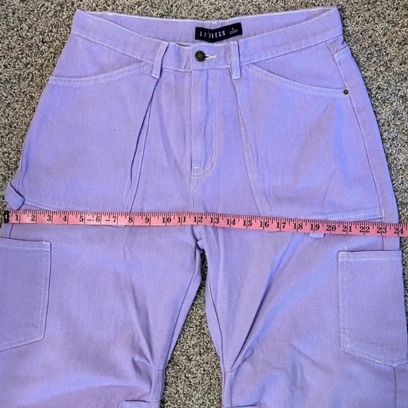 NEW Urban Outfitters Lioness Miami Vice Cargo Lilac Purple Denim Pants Jeans L 8 - Picture 12 of 16